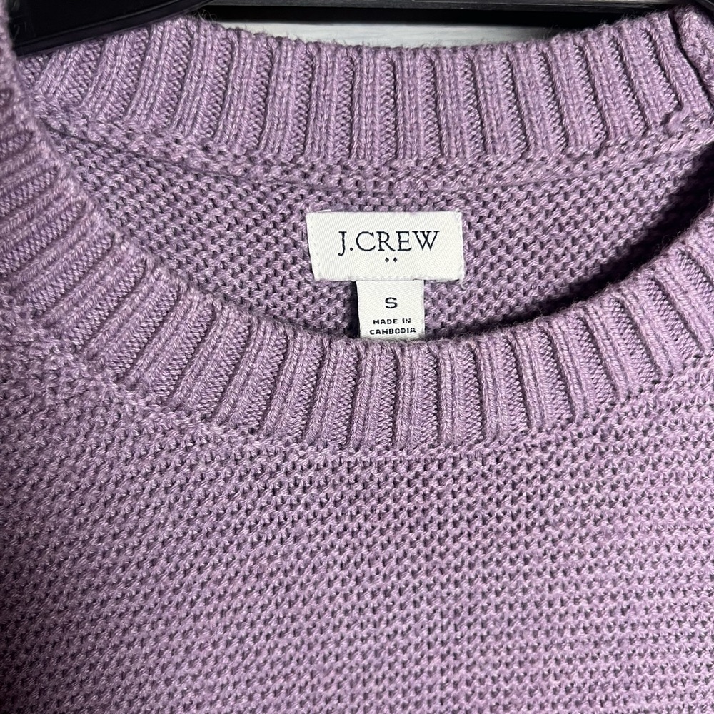 J. Crew Lavender Chunky Knit Classic Crewneck Sweater Cozy Preppy - Picture 6 of 8